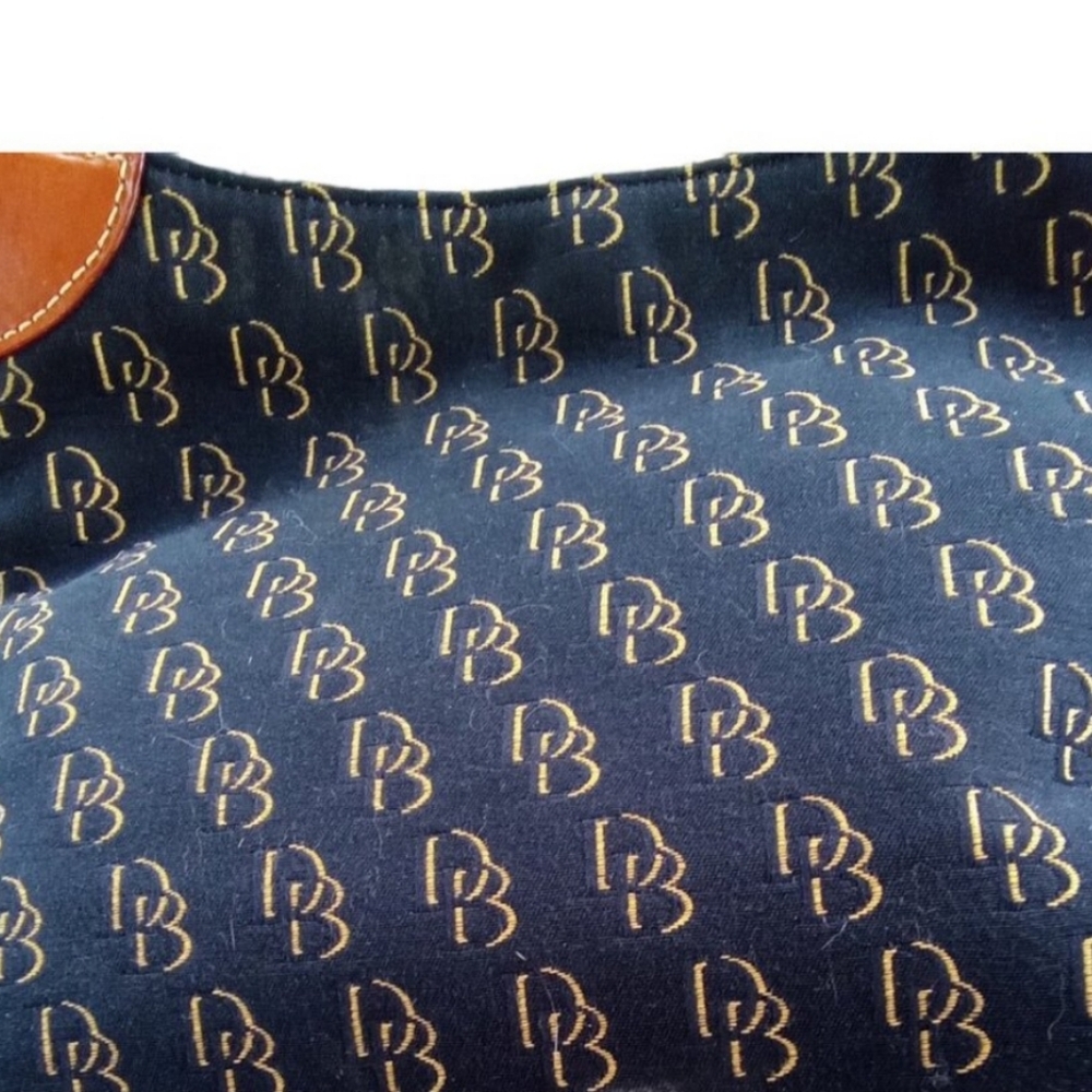 Dooney & Bourke Blue & Tan Monogram Canvas & Leather Shoulder Bag EUC - Picture 9 of 9